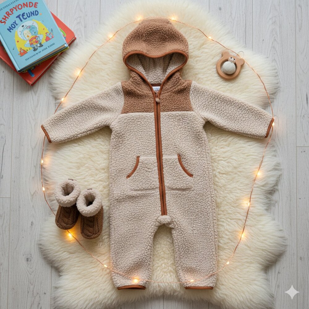 Cozy Baby Fleece Hooded Romper Jumpsuit 24M One Piece Zip Winter